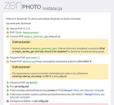 Instalacja galerii Zenphoto Instalacja galerii Zenphoto